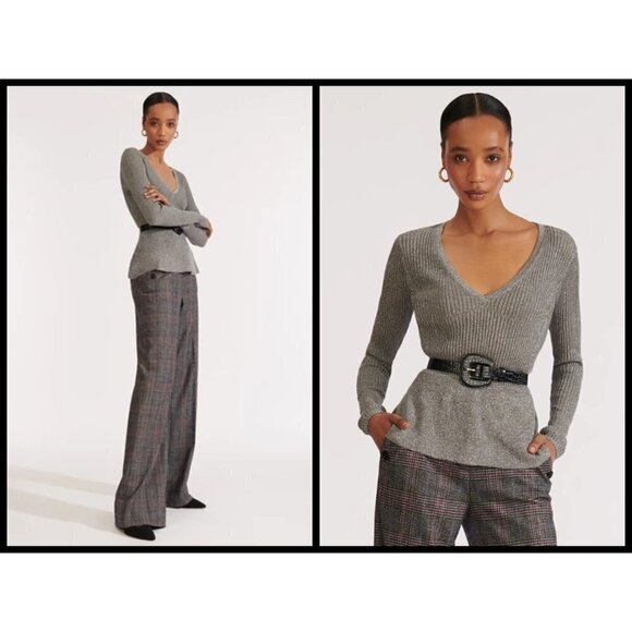 💕VERONICA BEARD💕 Esmerelda V-neck Pullover Grey - Picture 1 of 16